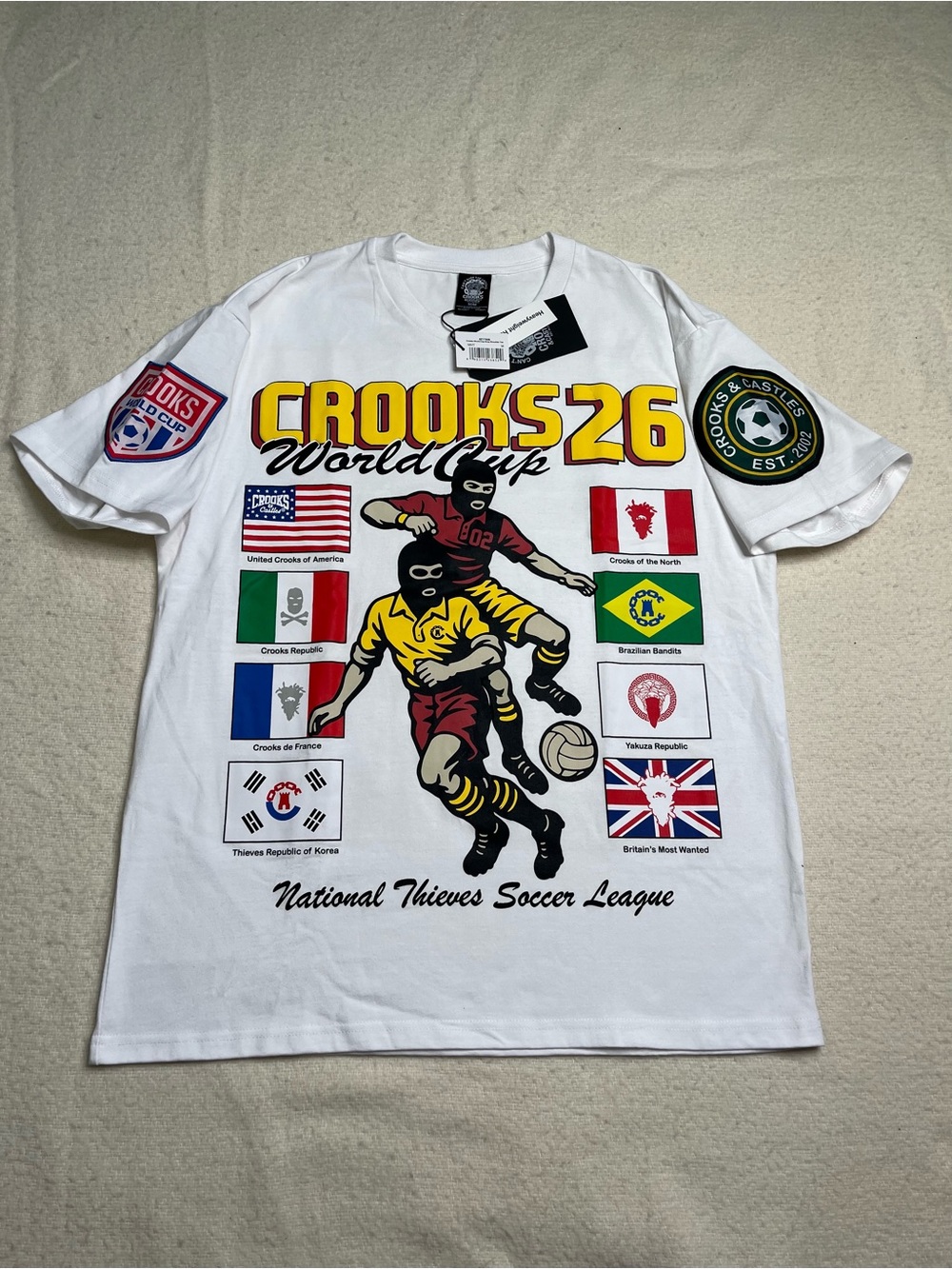 NWT New Crooks & Castles FIFA World Cup Soccer White T Shirt Mens M Jersey 2026